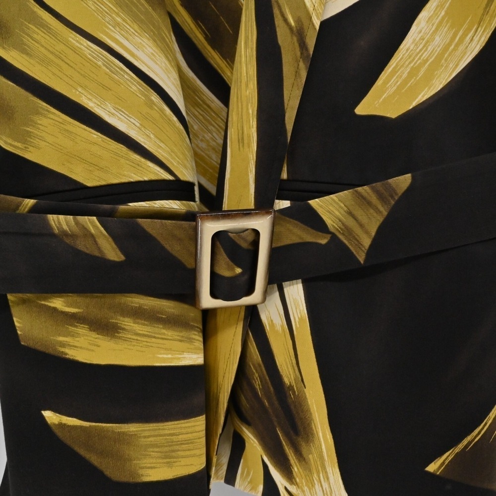 Linda Allard Ellen Tracy Tropical Blazer Womens Size 4 Black Gold Cotton Belted - Picture 13 of 16